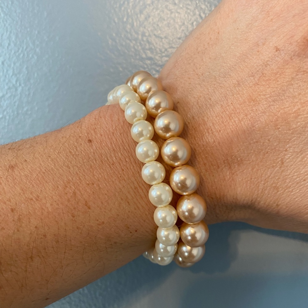 faux pearl elastic bracelets